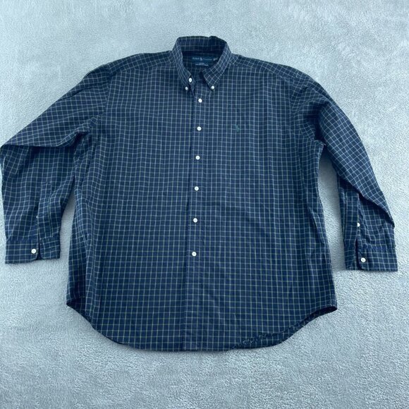 Ralph Lauren Blake Mens XL Checkered Long Sleeve Shirt 100% Two-Ply Cotton 4395 - Picture 1 of 7